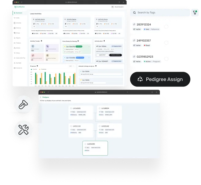 dashboard screen showcasing centralized pedigree software