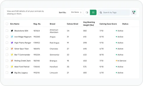 image of Sire Catalog & Dam History